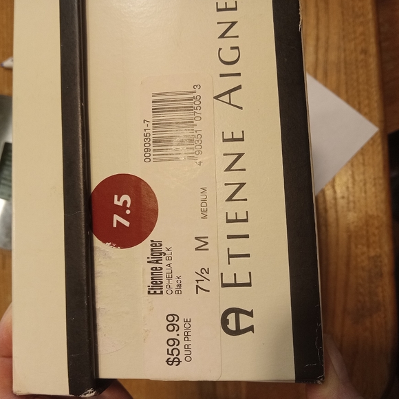 Eitienne Aigner Shiny Black Open-Toe Heeled Sandals Size 7.5 - Picture 4 of 11